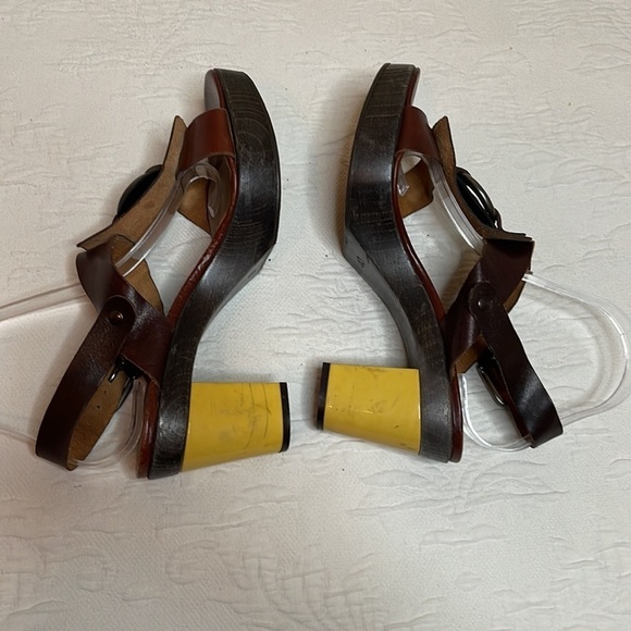 Marni T Strap Brown Leather Platform Sling Back Sandals Size EU 40 US 10 - Picture 8 of 12